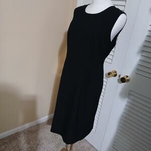 Calvin Klein 10 Black Sleeveless Sheath Fully Lined Rear-Zip Dress Kick Slit